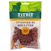 TiTBiT 100г лакомство для собак мини пород Трубочки из мяса утки