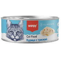 Wanpy Cat Консервы для кошек "Курица с треской" 95г
