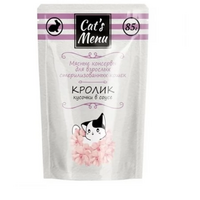 Cat`s Menu 85г пауч для взрослых стерилизованных кошек с кроликом кусочки в соусе