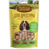 Деревенские лакомства д/дрессуры 90г суперфуд индейка, семена льна