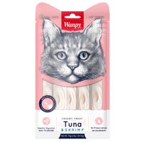 Wanpy Cat Лакомство для кошек Нежное пюре из тунца и креветок 70 г