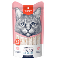 Wanpy Cat Лакомство для кошек Нежное пюре из тунца и креветками 25 шт х14 г