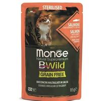 Monge BWild Grain Free пауч для стерилизованных кошек из лосося с креветками и овощами 85г