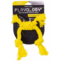 Playology сенсорный канат PUPPY SENSORY ROPE для щенков мелких и средних пород 8-16 недель с ароматом курицы, желтый